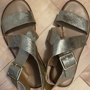 Franco Sarto Gold Leather Sandals Sz 7